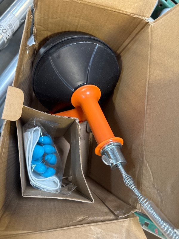 Photo 1 of Drain Auger, Clog Remover with Drill Adapter, 25 Feet Flexible Plumbing Snake Use Manually or Powered for Kitchen,Bathrom and Shower Sink, Comes with Gloves (orange)