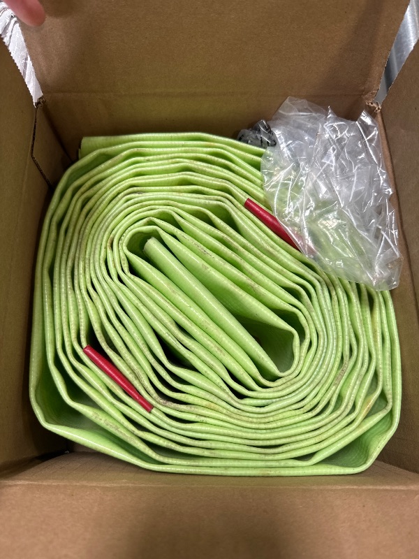 Photo 1 of Geowaky 2" x 50 FT Pool Backwash Hose, green  Heavy Duty Reinforced PVC Lay Flat Water Discharge Hose for Swimming Pool Filter Pump,with 2 Clamp