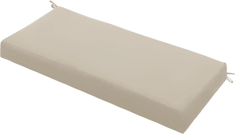 Photo 1 of Outdoor Bench Cushion Waterproof 42"x18" – Fade-Resistant Patio Furniture Cushion with Ties for Porch Swing, Loveseat, or Indoor Bench Replacement, Cream
