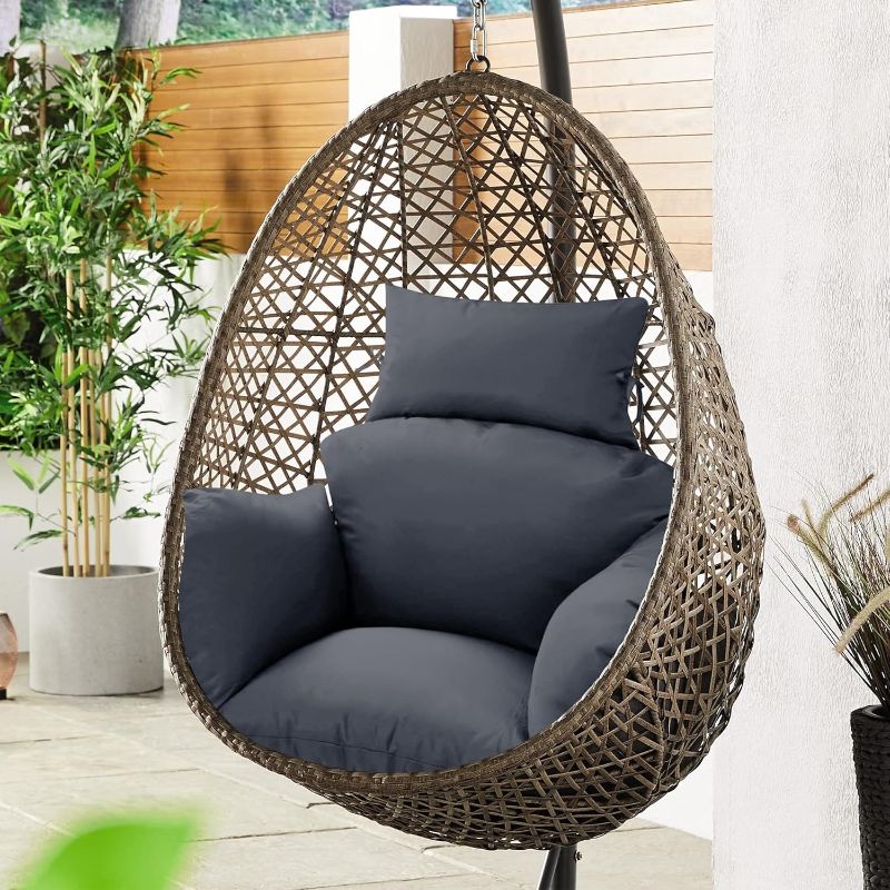 Photo 1 of Egg Chair Cushion – Outdoor Hanging Chair Cushion, Replacement Cushions for Patio Swing, Waterproof, Fade- Resistant, Removable & Machine Washable Cover, Dark Grey
