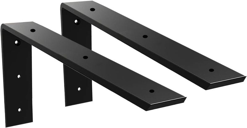 Photo 1 of WINKER Countertop Support Bracket 2 Pack Heavy Duty Hidden L Shelf Bracket 20" x 8" x 2.5" Metal Corbels for Quartz/Granite/Wood/Concrete/Laminate Countertops, Black (6 Hole)
