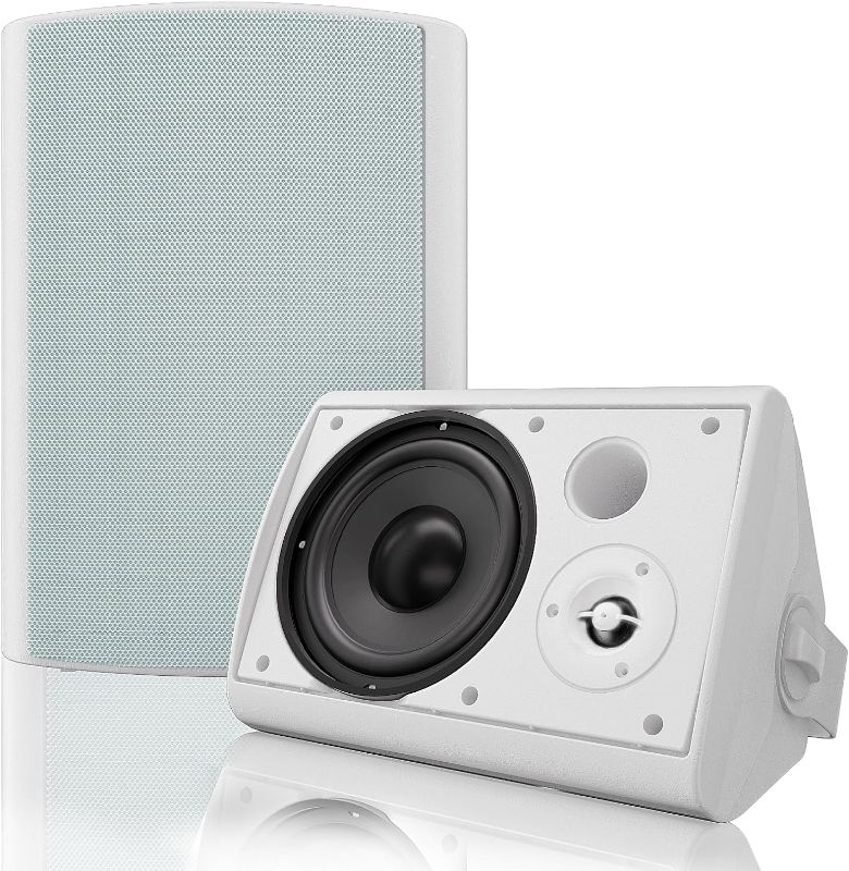 Photo 1 of Herdio 6.5 Inches Indoor Outdoor Bluetooth Speakers Waterproof with Powerful Bass,Wall Mount Speakers Wired Weather Resistant for Patio Home Deck Porch Backyard 400 Watts(White)
