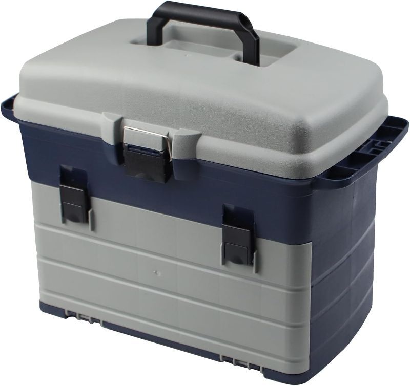 Photo 1 of Large Tackle Box Organizer Big Fishing Tackle Boxes with Drawers Saltwater Tackle Box Fishing Tackle Storage Organizer Portable Tool Box with Three Drawers & Handle
