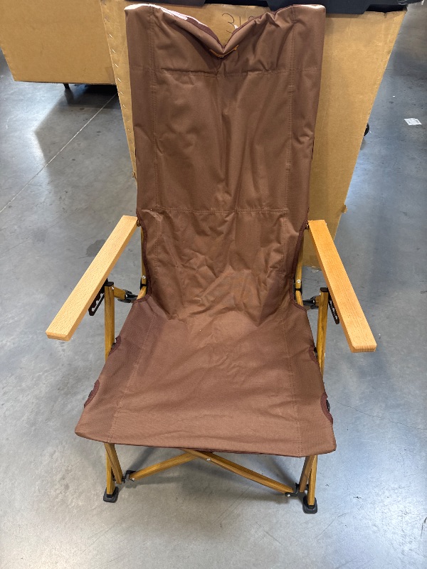 Photo 1 of S'more 4-Level Adjustable Camping Chair with Armrests, High Back Reclining Outdoor Chair for Adults, Folding Lawn Chair with Carry Bag for Outdoor, Sporting Events, Fishing, Picnicking, Chocolate
