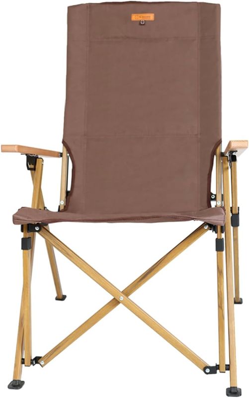 Photo 1 of S'more 4-Level Adjustable Camping Chair with Armrests, High Back Reclining Outdoor Chair for Adults, Folding Lawn Chair with Carry Bag for Outdoor, Sporting Events, Fishing, Picnicking, Chocolate
