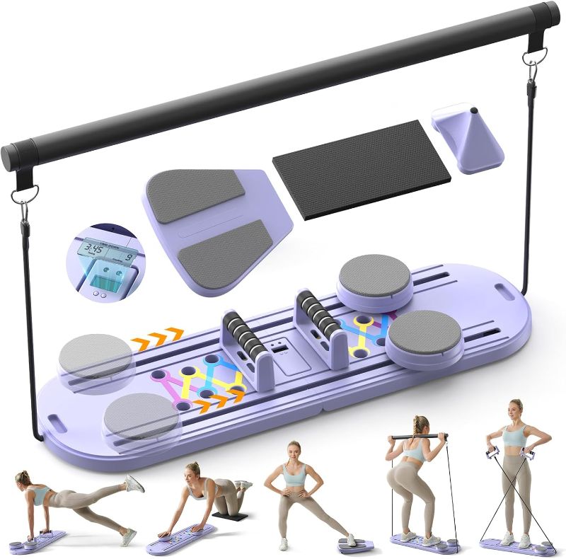 Photo 1 of Pilates Board,Multifunctional Rebound Abdominal Board,Foldable Pilates Reformer Set,Ab Core Trainer Machine,Ab Board,Exercise Board,Abs Workout Equipment for Women Men Home Gym Equipment
