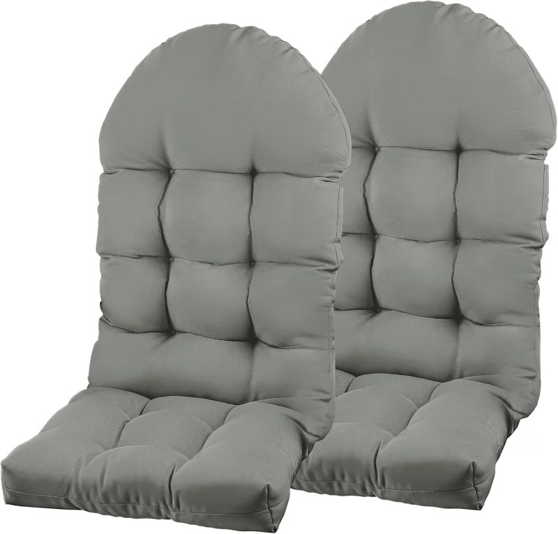 Photo 1 of Adirondack Chair Cushion, Rocking Chair Cushion 44x19.4x4 inch, High Back Patio Cushions of Upper and Lower with Ties, Sunscreen and Fade-Resistant (Gray, 2)
