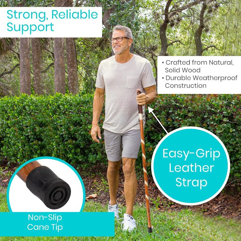 Photo 1 of Vive Wooden Walking Stick - Willow Cane for Seniors Hiking & Balance - Heavy Duty Carved Twisted Wood Sticks for Men & Women - Stylish Support Pole for Outdoor Trekking & Weight Bearing
