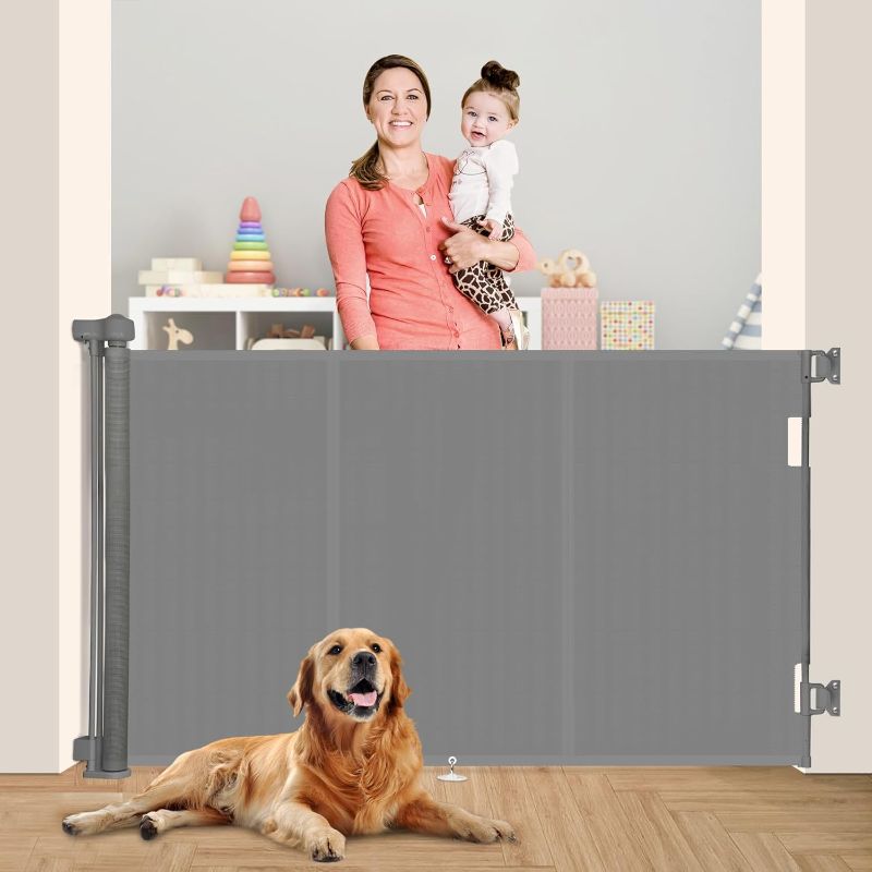 Photo 1 of Upgraded 71" Retractable Baby Gates with Reinforced Strip Design to Prevent Crawling Through, 42" Extra Tall Retractable Gates, 6 FT Retractable Dog Gate for Stairs, Doorways, Hallways
