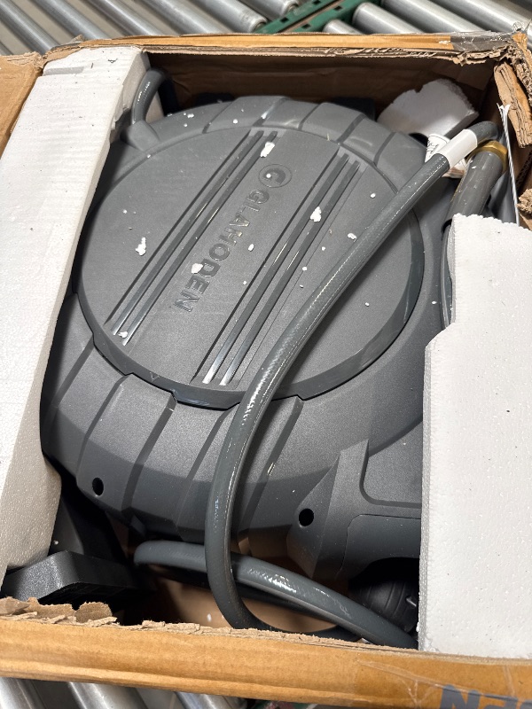 Photo 1 of GLAHODEN Retractable Garden Hose Reel 1/2 in x 100 ft, 2025 Upgraded Dual Ratchet Lock UV & Freeze Protection Brass Seal Slow Retraction Anti-Tangle Hose 180°Swivel Reinforced Scaffold Wall Mount