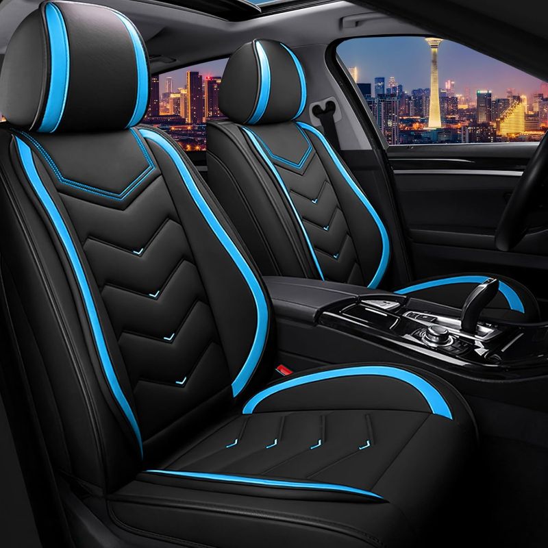 Photo 1 of Car Seat Covers for Honda Civic 2000-2025, Stylish Sport Seat Cover, Premium Nappa Leather Car Seat Cover. Automobile Seat Covers Sets.(Standard 2 Seats/Black Blue)
