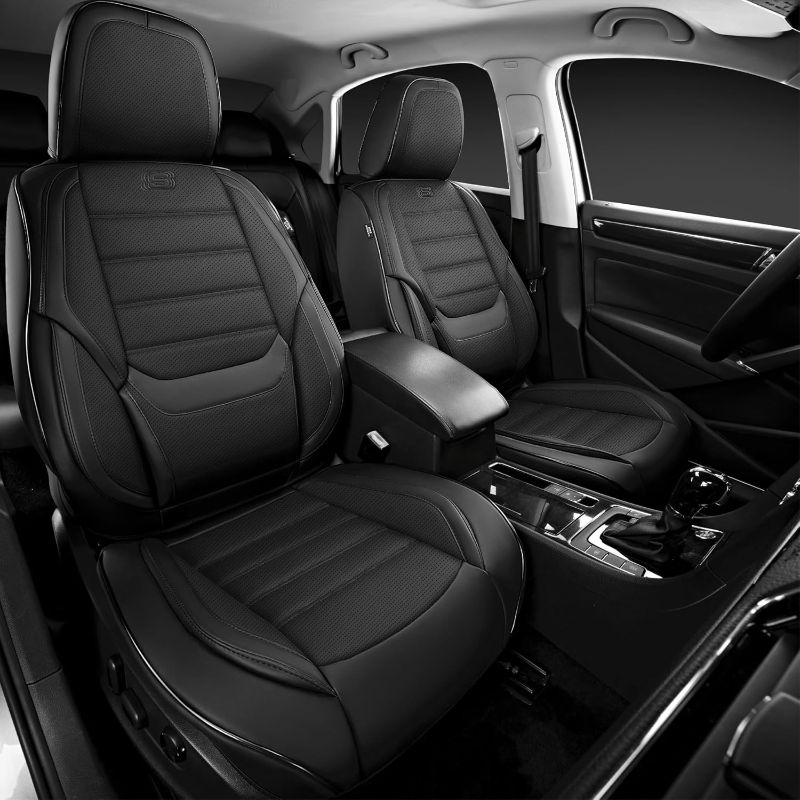 Photo 1 of Skechers MAX Cushioning Seat Covers,Memory Foam Leather Car Seat Covers,Waterproof Car Seat Protector Front Seats,Car Seat Cushion Airbag Automotive Universal Fit for Most Cars,Vans,Trucks,SUV,Black
