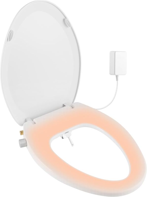 Photo 1 of mijashy Bidet Toilet Seat Elongated, Heated Toilet Seat, Rear and Feminine Washing, Electric, Slow Close Lid, Night Light, Ambient Water Temperature, White
