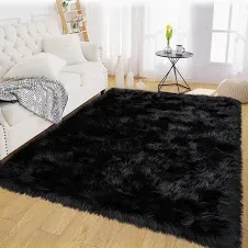Photo 1 of Black Fluffy Area Rug