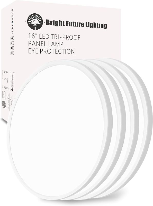 Photo 1 of 4Pack 16 Inch Led Flush Mount Ceiling Light,32W,3480LM,3000K/4000K/6000K 3CCT Selectable,White Ultra-Slim Ceiling Lighting Fixture,Round Low Profile Flat Panel Light for Bedroom,Kitchen,Hallway,Office
