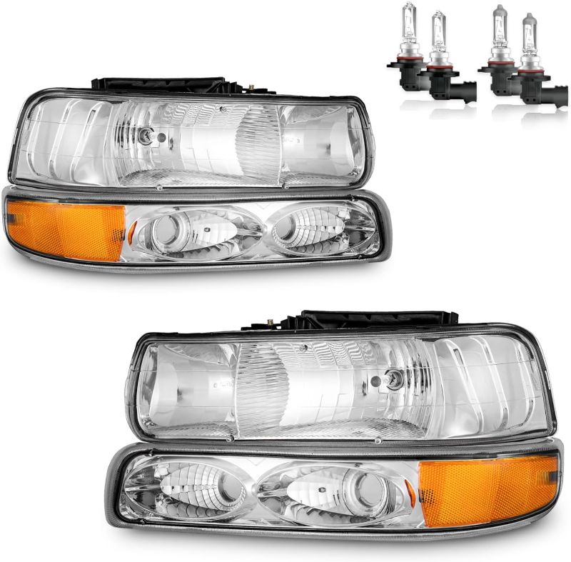 Photo 1 of for 99-02 Chevy Silverado 1500 2500; for 01-02 Silverado 1500HD 2500HD 3500HD; for 00-06 Tahoe Suburban Headlight+Bumper Parking Turn Signal Marker Light 4PCS
