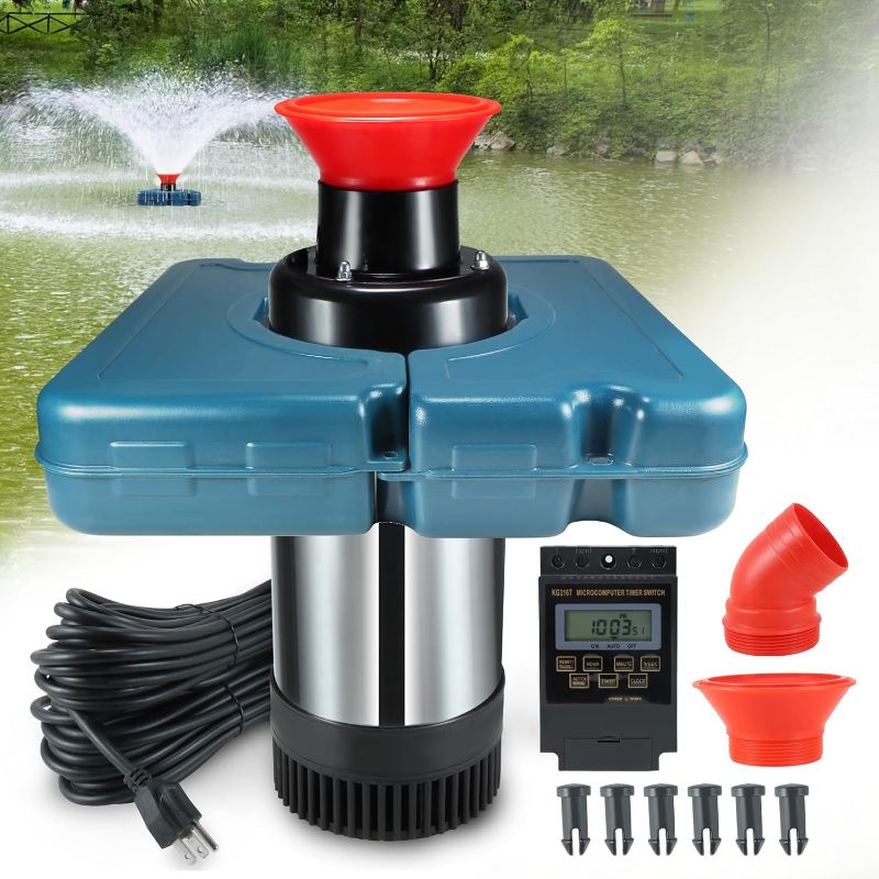 Photo 1 of Pond Fountain Aerator, F2-2 1HP 750W 110V Stainless Steel Floating Fountain With 100 Feet Power Cord, Aerating Fountain Pond Cascade Pump for Small Large Ponds Lake Jet System
