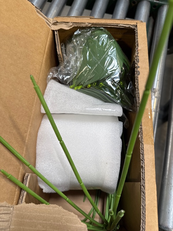 Photo 1 of Set of 2 Artificial Monstera Deliciosa Plants in Pots, Fake Tropical Palm Tree with Greenery Leaves Stems, 28 Inch Artificial Cheese Plant for Home Bathroom, Office, Windowsill Decor
