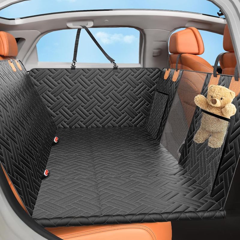 Photo 1 of Back Seat Extender for Dogs,Hard Bottom Car Seat Cover for Dogs with Mesh Window,Waterproof Backseat Pet Cover Hard Bottom-Dog Car Seat Cover for Back Seat Dog Hammock for Car/SUV
