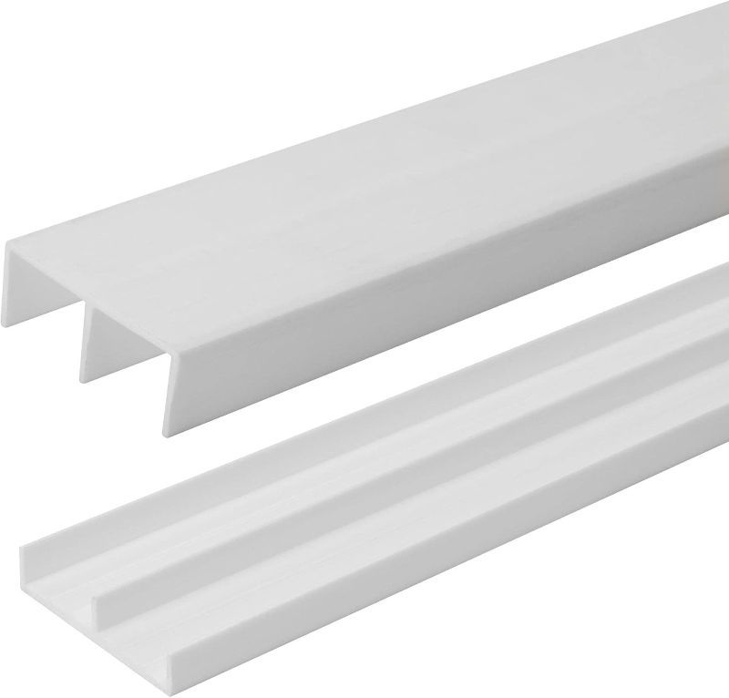 Photo 1 of 4 Ft. Long White Plastic Sliding Door Track Set for 3/4" Thick Panels (Pack of 1) by Outwater Plastics