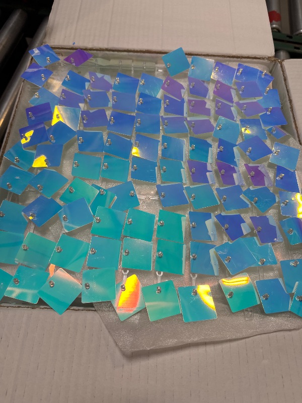 Photo 1 of COKAOBE Iridescent Blue Shimmer Wall Backdrop, 30PCS Square Sequin Shimmer Backdrop Panel, Photo Backdrops for Birthday, Anniversary, Wedding, Graduation & Bachelorette Party Decoration
