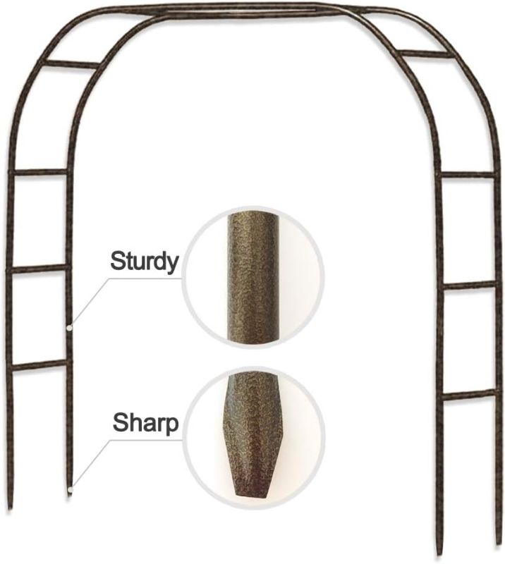 Photo 1 of Metal Garden Arch,7.8 Feet High x 5.5 Feet Wide Sturdy Metal Arbor with Sharp Ends for Climbing Vines and Plants,Weddings Quinceaneras Party Decoration
