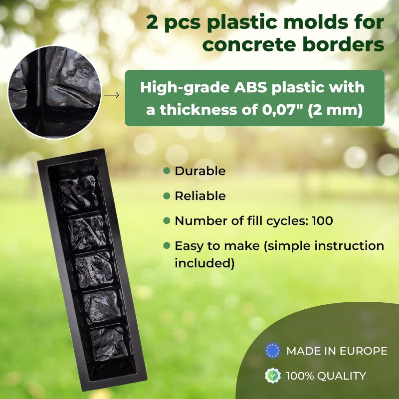 Photo 1 of 2 pcs 23.34 inch Straight Edge Stone Concrete Mold Plastic ABS 2mm Cement Molds - Concrete Edging Molds - Landscape Edging Mold Precast Casting Log Stone Border Stampcrete Concrete Mold
