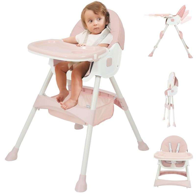 Photo 1 of Baby High Chair, 6 in 1 Convertible High Chairs for Babies and Toddlers with 5-Point Safety Harness,Foldable High Chair for Space-Saving, Adjustable Dining Tray,Backrest & Height,Easy to Clean Surface
