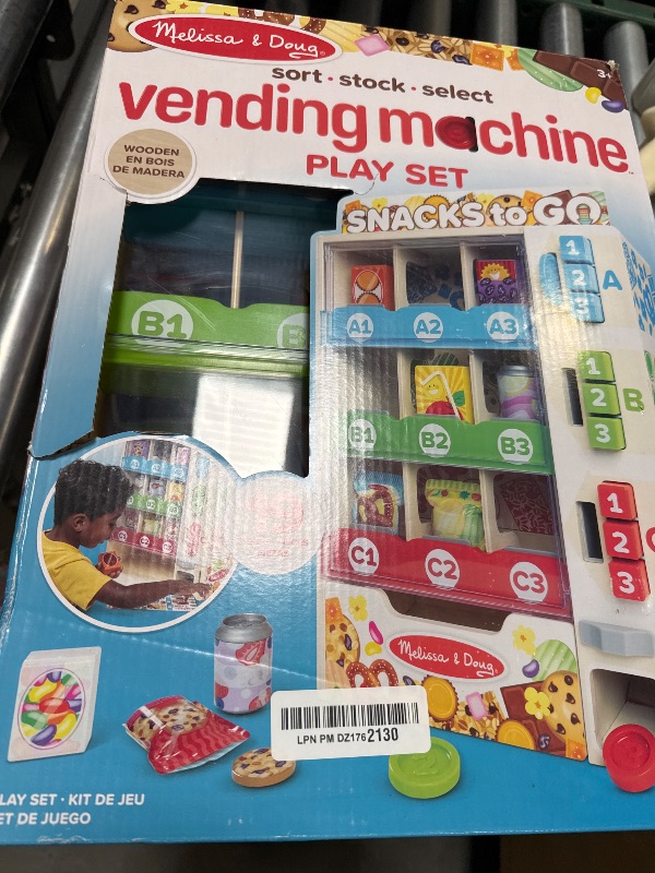 Photo 1 of Melissa & Doug Sort, Stock, Select Wooden Vending Machine Play Set, Wooden Toy Play Food for Boys and for Girls 3+