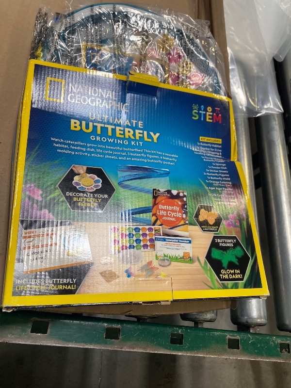 Photo 1 of National Geographic Ultimate Butterfly Growing Kit - Butterfly Activity Kit with Voucher for 5 Live Caterpillars, Butterfly Cage, Butterfly Feeder