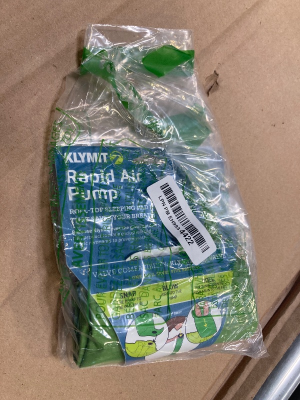 Photo 1 of Klymit Rapid Air Pump for Inflatable Klymit Sleeping Pads, Portable Air Pump For Flat and Push-Pull Valves, Green