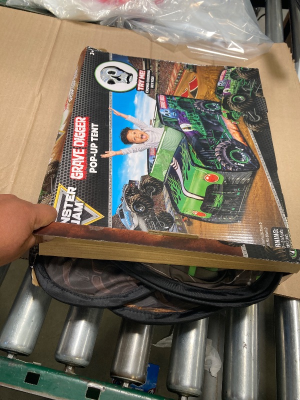 Photo 1 of Monster Jam Grave Digger Pop Up Tent – Monster Truck Playhouse for Kids | Removable Skull Key Fob with Vehicle Sounds | Car Toys for Toddlers – Sunny Days Entertainment