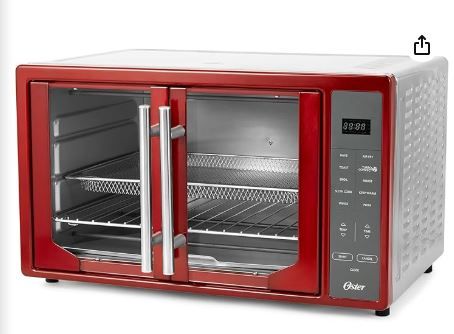 Photo 1 of Oster Air Fryer Oven, 10-in-1 Countertop Toaster Oven Stainless Steel French Doors