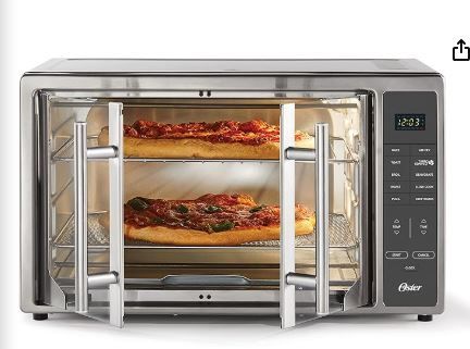 Photo 1 of Oster Air Fryer Oven 10-in-1 Countertop Toaster Large Enough for 2 Pizzas Stainless Steel French Doors XL Sized