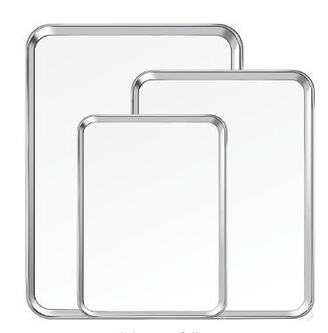 Photo 1 of 3 sets?18/16/12?Piece Stainless Steel Baking Pan Set – Heavy Duty, Non-Stick, Oven Safe, Perfect for Cakes, Cookies & Roasts?Commercial Cookie Trays, Oven & Dishwasher Safe - Rustproof & Durable
