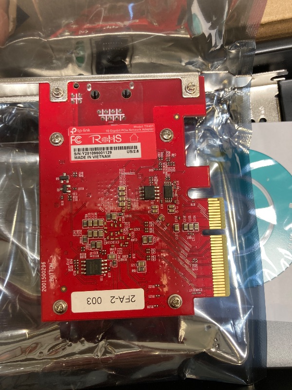 Photo 1 of TP-Link 10GB PCIe Network Card (TX401)-PCIe to 10 Gigabit Ethernet Adapter,Supports Windows 11/10/8.1/8/7, Servers 2019/2016/2012 R2, and Linux, Including a CAT6A Cable