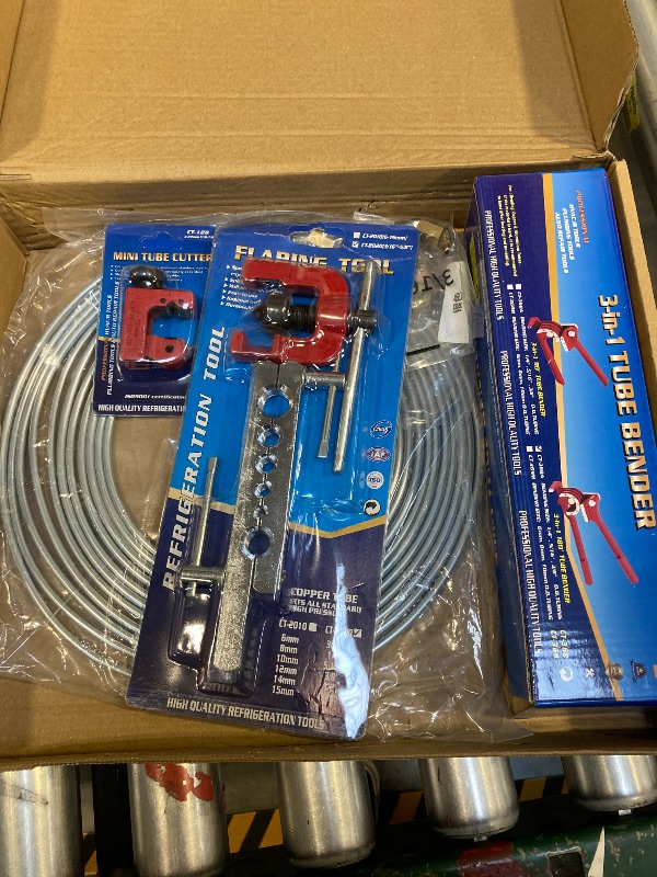 Photo 1 of smseace 26Pack 3/16 Inch Brake line kit Include 25 FT Zinc-Plated Brake Lines with Fitting(16pcs Fittings,2pcs Union+4pcs Nut) Brake line Bender,Single Flare Tool,Cutter 3/16 Inch Brake line kit