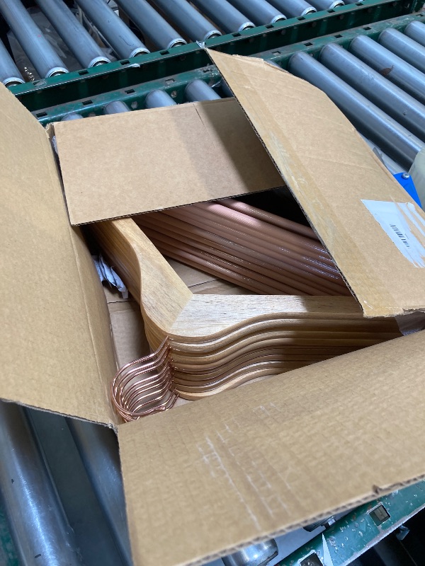 Photo 1 of Smartor Wooden Hangers 20 Pack, Solid Wood Coat Hanger for Closet, Heavy Duty Wood Hangers for Suits, Shirts, Dresses, with 360° Rose Gold Hook, Non Slip Pant Bar, Natural