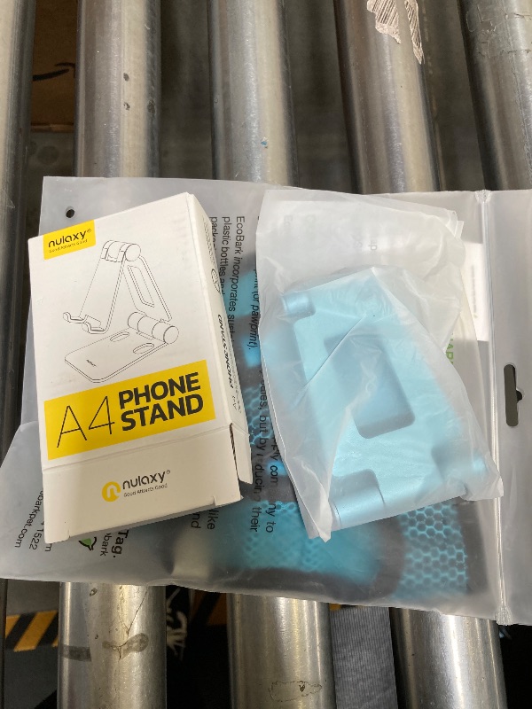 Photo 1 of Nulaxy Dual Folding Cell Phone Stand, Fully Adjustable Foldable Desktop Phone Holder Cradle Dock Compatible with Phone 15 14 13 12 11 Pro Xs Xs Max Xr X 8, Nintendo Switch, All Phones - Blue