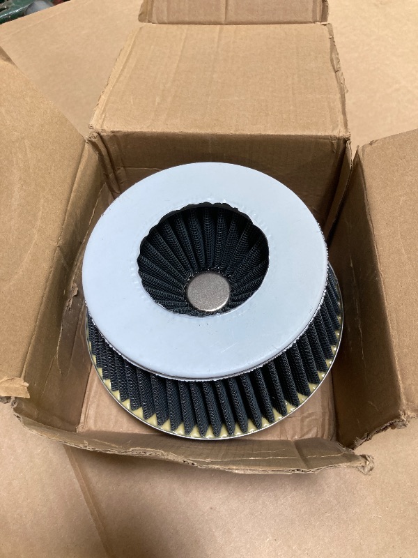 Photo 1 of AUTOKAY Universal Clamp-On Air Filter Round Reverse Tapered Washable Filter 3 in/3.5 in/4 in Flange ID, 2.625 in (67 mm) Height, 6 in (152 mm) Base, 4.75 in Top, SPE-8161, Black