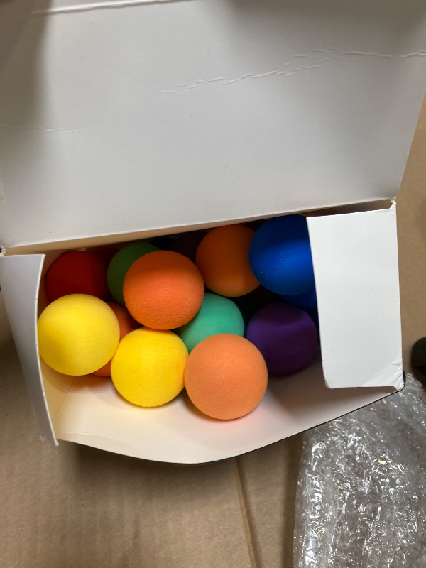 Photo 1 of Gejoy 24 Pieces Soft Foam Balls Bulk Lightweight Mini Balls for Safe Indoor Toys Fun Assorted Colors Sponge Balls Birthday Party Favors Bag Gifts for Boys and Girls(1.57 Inch)