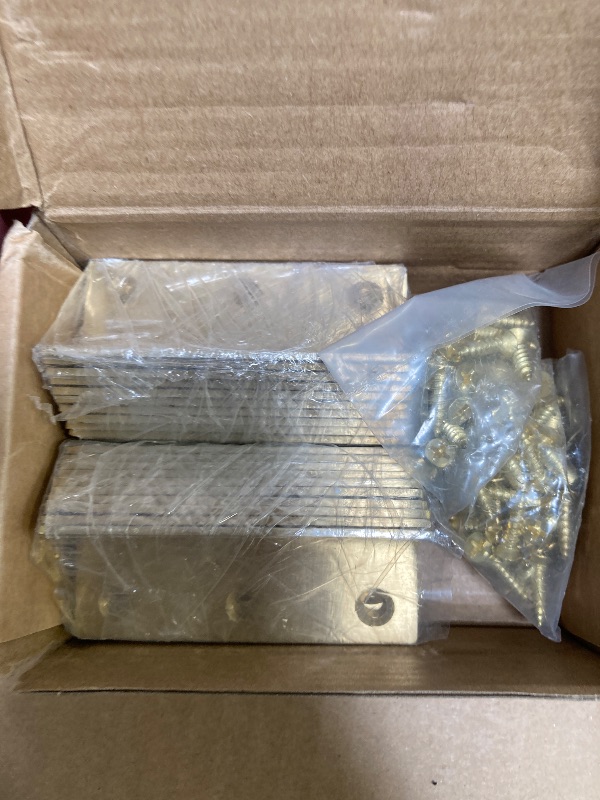 Photo 1 of Redunest L Bracket, Heavy Duty Corner Brace, 20 Pack 3.2 Inch Stainless Steel Shelf Bracket Angle Bracket for Shelves, Gold Metal Braces for Wood, 80mm Overall Length