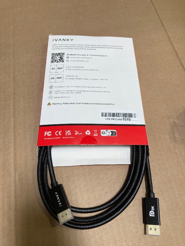 Photo 1 of IVANKY 8K DisplayPort Cable 1.4, VESA Certified DP Cable 6.6ft (8K@60Hz, 4K@144Hz, 2K@240Hz)HBR3 Support 32.4Gbps, HDR, HDCP 2.2, FreeSync G-Sync, Braided Display Port for Gaming Monitor, Graphics, PC