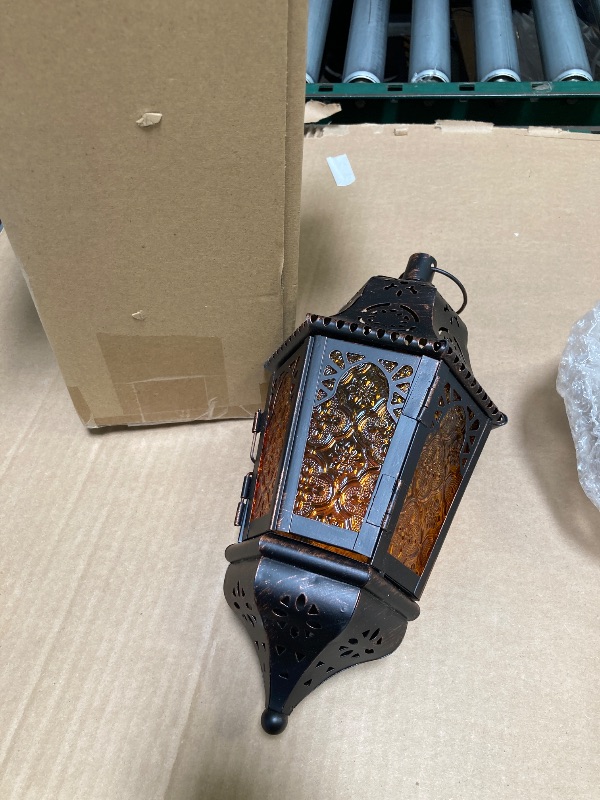 Photo 1 of NEEDOMO Hanging Moroccan Lantern, 13.5'' Vintage Metal Candle Holder with 14.8" Chain, Ramadan Lanterns Decorative Indoor Outdoor for Home, Table, Patio, Porch, Christmas,Halloween, Spring (Amber)
