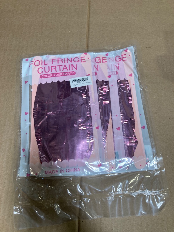 Photo 1 of 3 Pack Pink Backdrop Birthday Party Decorations Tinsel Foil Fringe Curtains Backdrop Streamer Bachelorette Christmas Graduation Wedding Princess Pink Theme Party Decorations