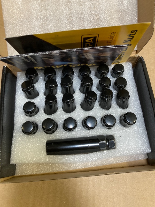 Photo 1 of MIKKUPPA 24pcs M12x1.5 Lug Nuts - Replacement for 1995-2015 Toyota Tacoma 4WD, 2016-2021 Tacoma, 2000-2006 Tundra 2007-2020 FJ Cruiser Aftermarket Wheel - Black Closed End Lug Nuts with Socket