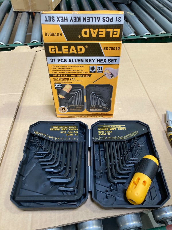 Photo 1 of ELEAD 31-Piece Hex Key Set - Allen Wrench Set, SAE and Metric Allen Keys MM(0.7mm-10mm) SAE(0.028"-3/8) Heat-Treated, Torque Handle, High Leverage, Long & Short Keys, Easy Organization