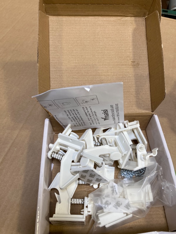 Photo 1 of 12 Pack Cabinet Locks Child Safety Latches - Vmaisi Baby Proofing Cabinets Drawer Lock with Adhesive Easy Installation - No Drilling or Extra Screws (White)