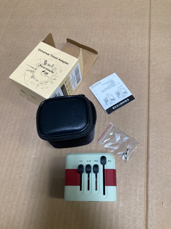 Photo 1 of International Travel Adapter,WAUDM All in One Universal USB Travel Power Adapter with 3 USB Port and Type-C Port for US EU UK Australia Red