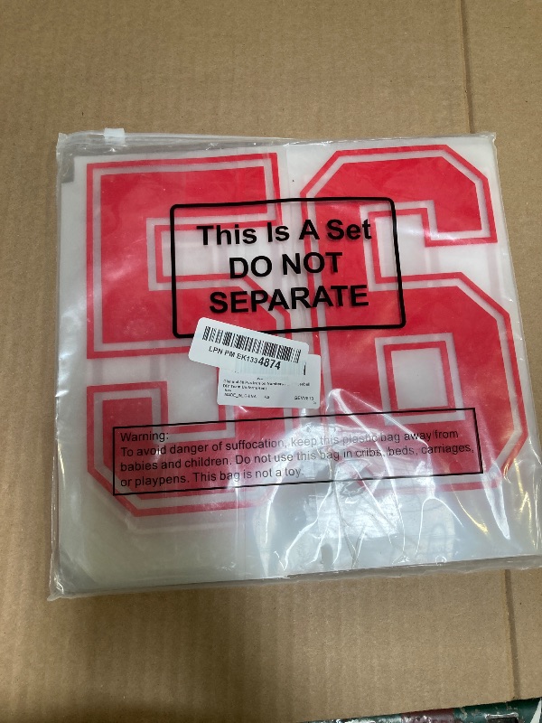 Photo 1 of Glenmal 88 Sheets 968 Pcs Iron on Numbers for Jersey T-Shirt Heat Transfer Numbers 0-9 for Fabric Clothing Sports Jersey Helmet Football Basketball Baseball DIY Team Uniform (Red)